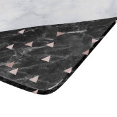 エレガント白黒大理石バラ金ゴールド幾何学 カッティングボード (角)