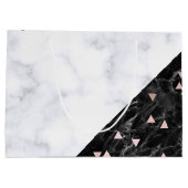 エレガント白黒大理石バラ金ゴールド幾何学 ラージペーパーバッグ (裏面)