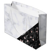 エレガント白黒大理石バラ金ゴールド幾何学 ラージペーパーバッグ (裏面アングル)