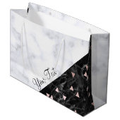 エレガント白黒大理石バラ金ゴールド幾何学 ラージペーパーバッグ (正面アングル)