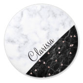 エレガント白黒大理石バラ金ゴールド セラミックノブ (正面)