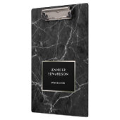 エレガント白黒大理石パタパーソナライズされたーン クリップボード (左)