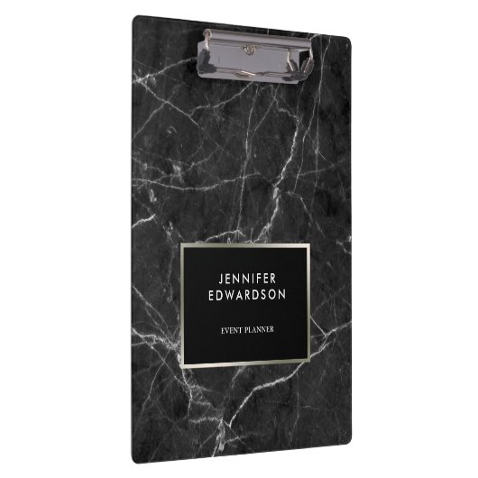 エレガント白黒大理石パタパーソナライズされたーン クリップボード (右)
