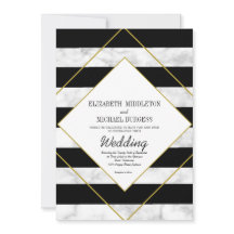 エレガント白黒大理石金ゴールド幾何結婚図形