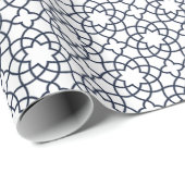 エレガント白黒幾何学イスラム様式 ラッピングペーパー (ロールコーナー)