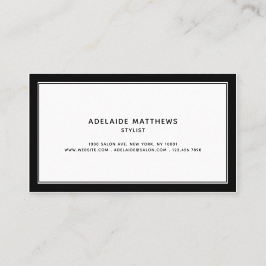 エレガント白黒手書きの署名 名刺 (裏面)