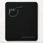 エレガント白黒曲率署名モノグラム マウスパッド (正面)