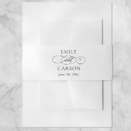 エレガント白黒書モダン結婚の 招待状ベリーバンド