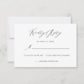 エレガント白黒書結婚の 出欠カード (正面)