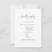 エレガント白黒書結婚の 出欠カード (正面)