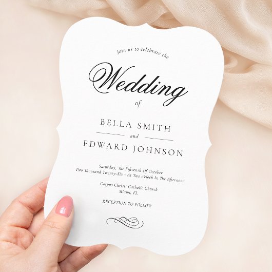 エレガント白黒書結婚の 招待状