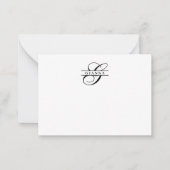 エレガント白黒書道分割モノグラム ノートカード (正面)