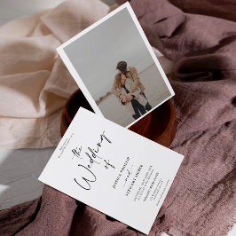 エレガント白黒書道結婚写真 招待状