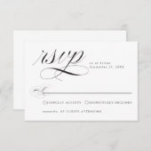 エレガント白黒書道結婚式RSVPカード 出欠カード (正面/裏面)