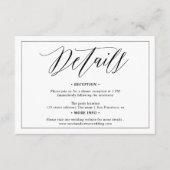 エレガント白黒書道詳細結婚 エンクロージャーカード (正面)