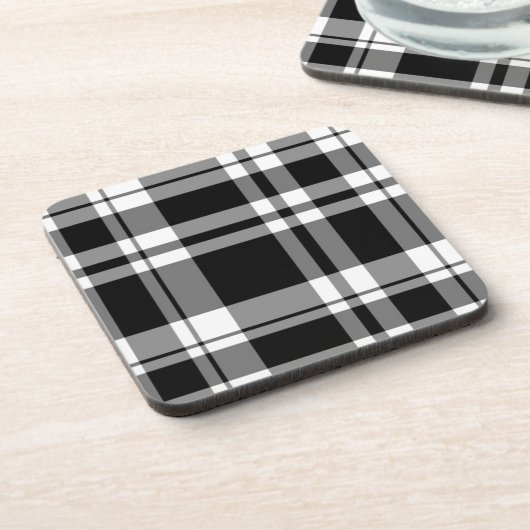 エレガント白黒格子模様 コースター (左側)