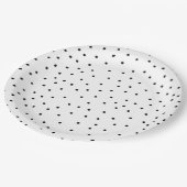 エレガント白黒水色水玉模様 ペーパープレート (アングル)
