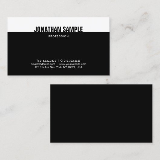 エレガント白黒洗練されたモダンテンプレート 名刺 (正面/裏面)