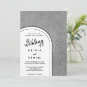エレガント白黒灰色の素朴な結婚式招待状 招待状 (スタンド正面)