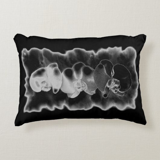 エレガント白黒熱帯蘭フローラ アクセントクッション (正面)