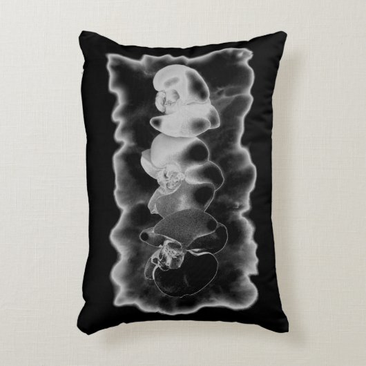 エレガント白黒熱帯蘭フローラ アクセントクッション (正面(垂直))