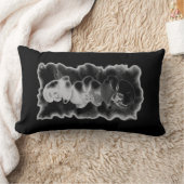 エレガント白黒熱帯蘭フローラ ランバークッション (ブランケット)