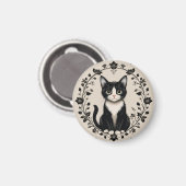 エレガント白黒猫 マグネット (正面/裏面)