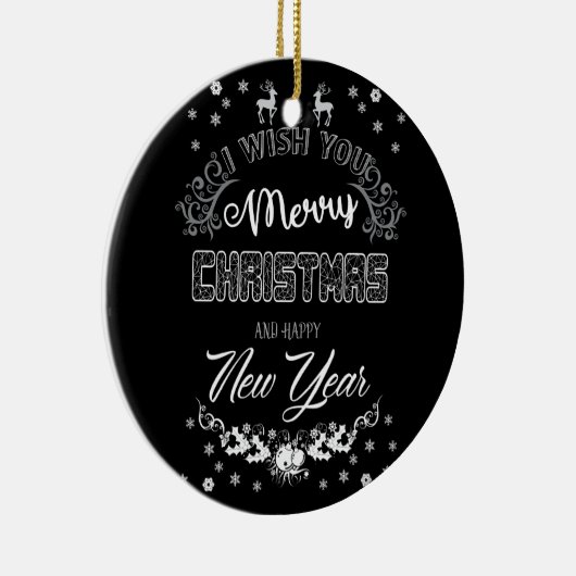 エレガント白黒王室のメリークリスマスオーナメント セラミックオーナメント (右)