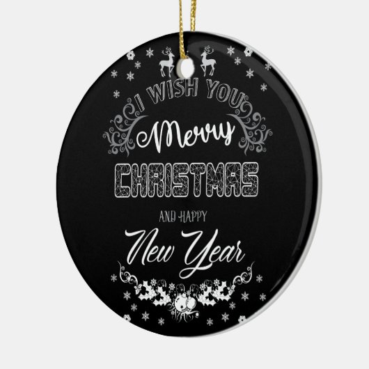 エレガント白黒王室のメリークリスマスオーナメント セラミックオーナメント (左)