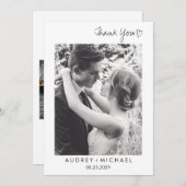 エレガント白黒結婚の写真ありがとう (正面/裏面)