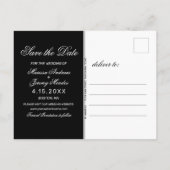 エレガント白黒結婚の写真の日付の保存 案内ポストカード (裏面)