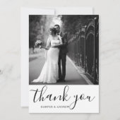 エレガント白黒結婚の写真サンキューカード サンキューカード (正面)