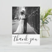 エレガント白黒結婚の写真サンキューカード サンキューカード (スタンド正面)