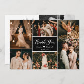 エレガント白黒結婚の写真数々のコラージュ サンキューカード (正面/裏面)