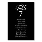 エレガント白黒結婚の座席表カード テーブルナンバー (裏面)