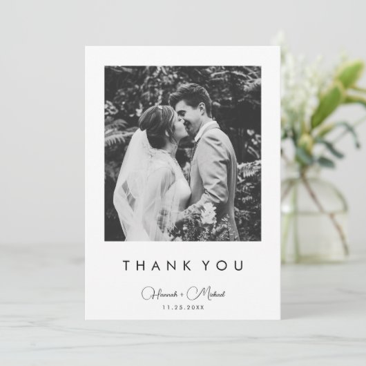 エレガント白黒結婚サンキューカード サンキューカード (スタンド正面)