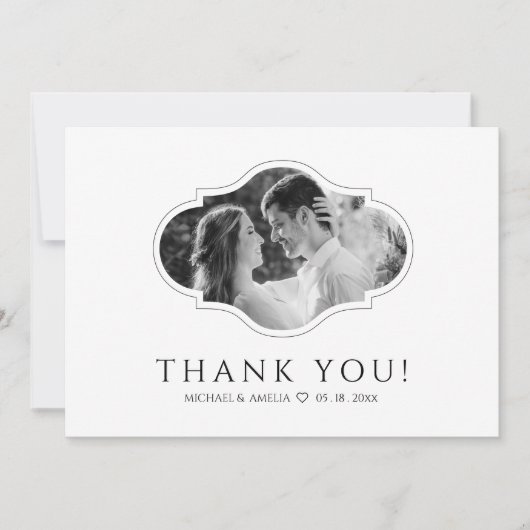 エレガント白黒結婚サンキューカード サンキューカード (正面)
