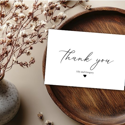 エレガント白黒結婚ハートサンキューカード サンキューカード