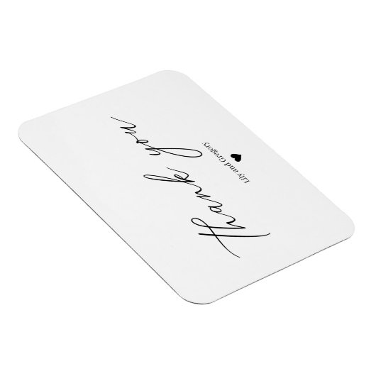 エレガント白黒結婚ハートサンキューカード マグネット (右側)