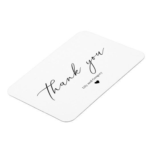 エレガント白黒結婚ハートサンキューカード マグネット (左側)