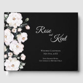 エレガント白黒結婚バラ ゲストブック (正面)