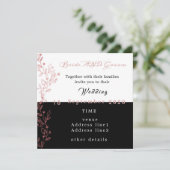 エレガント白黒結婚ピンク 招待状 (スタンド正面)