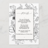 エレガント白黒結婚フローラ詳細 エンクロージャーカード (正面)