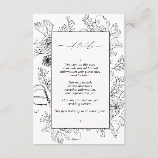 エレガント白黒結婚フローラ詳細 エンクロージャーカード (正面)