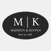 エレガント白黒結婚封筒用シール 楕円形シール (正面)