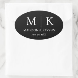 エレガント白黒結婚封筒用シール 楕円形シール