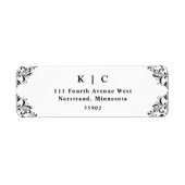 エレガント白黒結婚差出人住所ラベル ラベル (正面)
