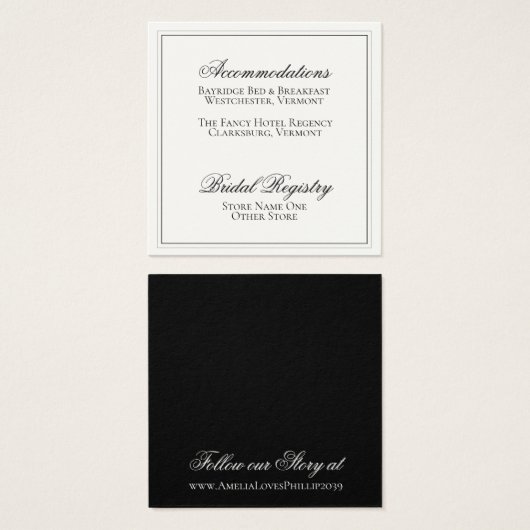 エレガント白黒結婚詳細 (正面&裏面)