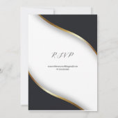 エレガント白黒結婚金ゴールドとRSVP 招待状 (裏面)