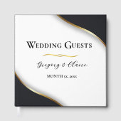 エレガント白黒結婚金ゴールド ゲストブック (正面)